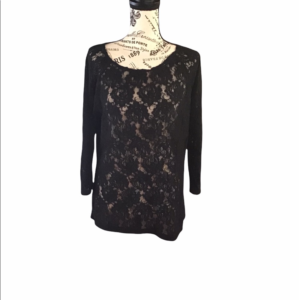 Joe- Black sheer lace long sleeve shirt NWOT